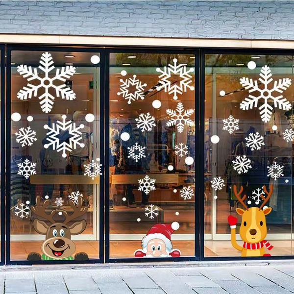 Autocollant de verre de neige de Noël Vitrine de fenêtre Décoration de pièce statique Mur auto-adhésif Y201020
