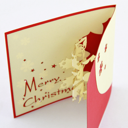 Kerstsneeuwflakkaarten/3d pop -up wenskaart/kerstcadeaus Gratis verzending