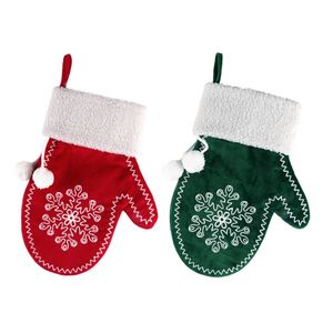 Kerst Sneeuwvlok Handschoen Stocking Xmas Tree Opknoping Decoratie Sneeuwvlokken Handschoenen Kinderen Gift Sok Zak Festival Decor Hanger DH5857