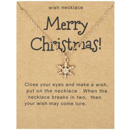 Noël flocons de neige wapiti colliers pour femmes bijoux père noël bottes pendentif clavicule chaîne cadeau d'anniversaire avec emballage de carte