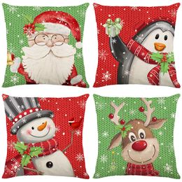 Glants de renne de Christmas Gants Eucalyptus Throw Couvertures d'oreiller 18x18 dans les rayures de vacances d'hiver Décoration du boîtier de coussin pour un ensemble de canapé de canapé de couverture coussin à 4 linge