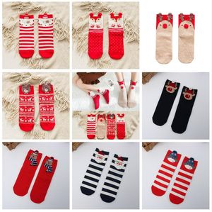 Chaussette de Noël bébé enfants coton arbre de Noël père Noël cerf chaussettes enfants moyen rouge Noël bébé fille garçon chaussettes douces 8 style