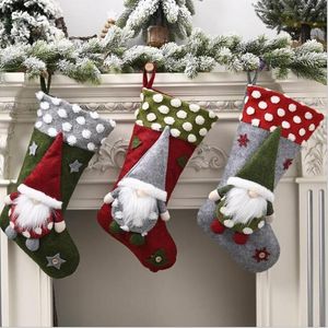 Chaussettes de Noël 20 pouces en laine d'agneau en trois dimensions poupée sans visage elfe chaussettes de Noël 2020 spot décorations de Noël GD612