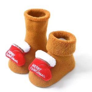 Chaussettes de Noël bébé Noël nouveau-né anti-dérapant chaussette dessin animé mignon hiver chaud sol chaussettes enfants