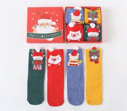 Chaussettes de Noël, tube central en boîte pour enfants, chaussettes d'hiver pour femmes, cadeau du zodiaque rouge, coffret cadeau pour femmes de dessin animé en trois dimensions, chaussettes en coton Q3