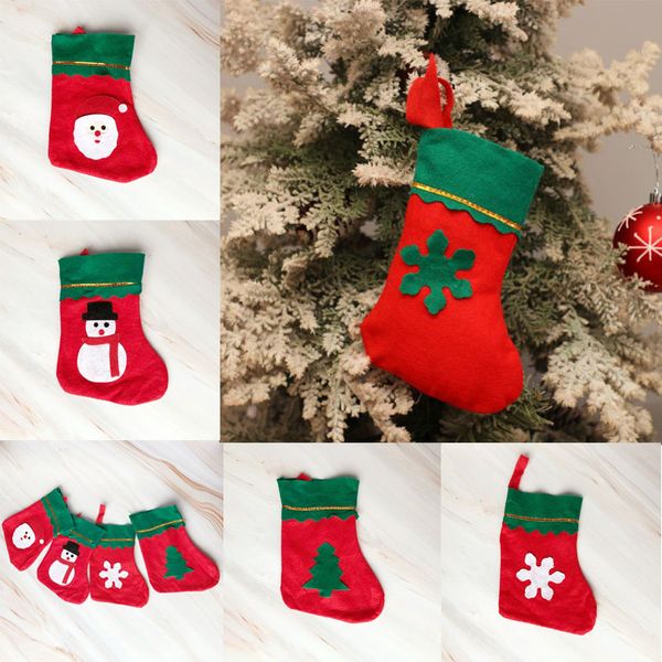 Chaussettes De Noël Chaussettes De Noël Sac Cadeau Pendentif 10x20cm Flocon De Neige Arbre Decal Bas De Noël DHL Livraison Gratuite