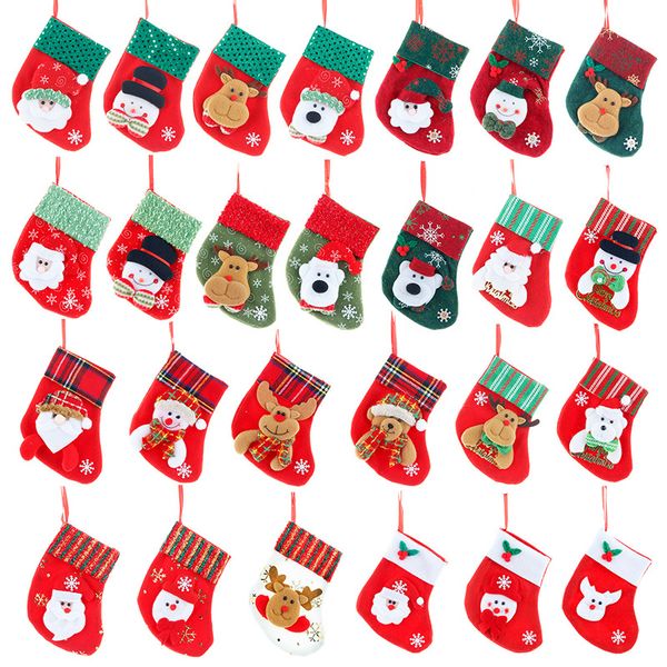 Chaussettes de noël, sac cadeau, petites chaussettes de noël, pendentif arbre de noël, sac à bonbons, décoration de noël P142