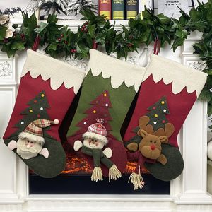 Christmas Stocking 18 Inch Santa Snowman Rendier Xmas Karakter 3D Pluche Kerstversiering Party Accessoire JK2008PH