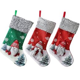 Bas de Noël 3D en peluche suédois Santa Gnome cadeau chaussettes famille vacances fête cheminée suspendus ornement XBJK2110