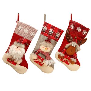 Christmas Stocking Classic Santa Snowman Rendier Xmas Character For Family Holiday Party Hanging Decorations Xbjk2109