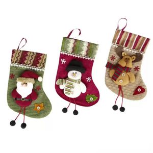 Bas de Noël Décoration Ornements Dessin animé Père Noël Bonhomme de neige Chaussettes Décorations de Noël pour la maison Cheminée 11 Styles F1103