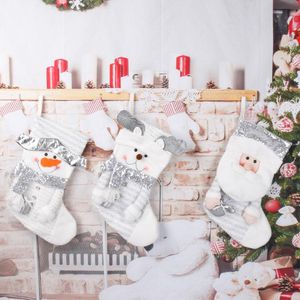 Christmas Stocking Gold Sequin Santa Snowman Gift Bag Xmas Tree Hanger Ornament Gratis DHL Ship HH21-501
