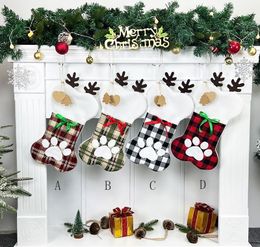 Sac de bas de Noël pour la maison Navidad Noël Elk Bone Griffe Chaussette Sacs Nouvel An Cadeaux Arbre De Noël Décor RRE14442