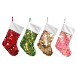 Christmas Stocking Sequin Candy Bag Xmas Stocking Gift Bag Santa Opknoping Gift Sokken Kerstboom Hanger Ornaments 4 Designs BT445