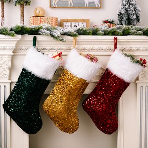 Kerstkousen Decoratie Parnas Stocking met faux bontmoordmandstof Xmas open hangende ornament sokken XBJK2210