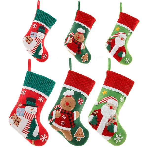 Medias navideñas Apliques bordados Chimenea Colgante Adorno navideño para decoraciones familiares Árbol de Navidad navideño Regalo para fiestas navideñas