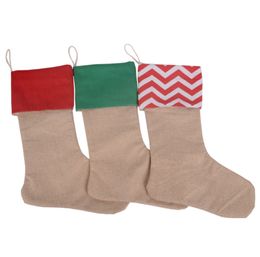 Kerst kousen geschenken tas jute katoen gestreepte kerstkousen snoep sokken voor kerstfeest boom decoratie