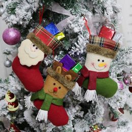 Bas de Noël Artisanat fait à la main Enfants Bonbons Cadeau Père Noël Sac Claus Bonhomme de neige Cerf Bas Chaussettes Arbre de Noël Décoration jouet cadeau # 54 55 56