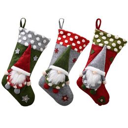 Chaussettes de noël, poupée Gnome, arbre de noël, sac cadeau de bonbons, pendentif suspendu, décoration, ornement 220w