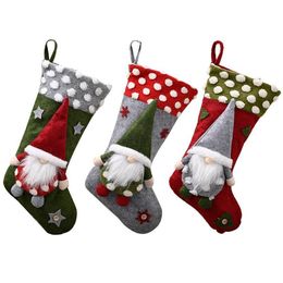 Chaussettes de noël, poupée Gnome, arbre de noël, sac cadeau de bonbons, pendentif suspendu, décoration, ornement 282h