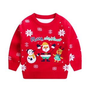 Kerststijl kinderpruarise trui jongens en meisjes herfst en winter gebreide kleding dubbele laag warm bodem shirt gc1700