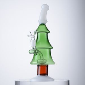 Estilo navideño Cachimbas Árbol de Navidad Bongs Cabezal de ducha Perc Tuberías de agua Mini pequeños plataformas petrolíferas Dab 5 mm de espesor Bong 14,5 mm Junta hembra con tazón