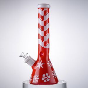 Style de Noël Tube droit rouge Tuyaux d'eau en verre Narguilés Noël Big Bong Heady Beaker Bongs avec pince à glace Diffus Downstem Bowl DDB Rigs