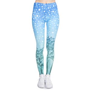 Legging de mujer de estilo navideño Aurora invierno estampado Fitness Leggings moda acogedor pantalones de cintura alta para mujer H1210