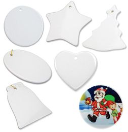 Christmas Sublimation Blank Céramique Love Bell Ellipse décorer les ornements créatifs d'ornements de chaleur Impression de bricolage Ornement9287832