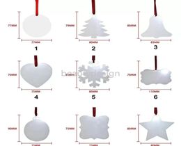 Christmas Sublimation Ornement vide Doublesided Tree Pendante Plaque en aluminium Multi Shape Metal Hanging Tag Holidays Decorati4476702
