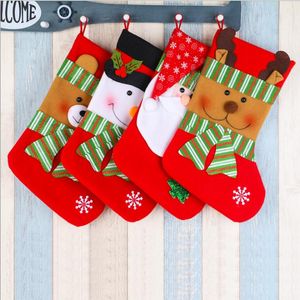 Suministros de Navidad bolsa de regalo decoraciones colgante dando saco calcetines adornos de gama alta a rayas gran muñeco de nieve rojo y verde copo de nieve calcetín de Navidad