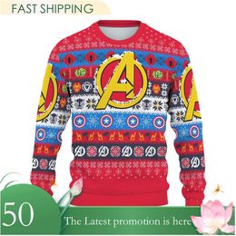 Christmas Sweater Automne/hiver essentialhoody nouveau produit jeunesse pull décontracté édition coréenne fil imprimé col rond chemise en tricot hommes