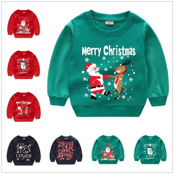 Pull de Noël pour garçons Santa Claus Deer Cotton Sweatshirts Enfants Pullover Unisexe Tee shirts Baby Girls Vêtements Jumper Top 210413