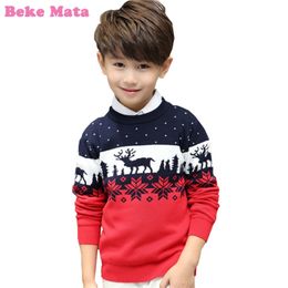 Kerstmis truien voor jongens winter eland print kinderen jongen kleding lange mouw dubbel dikker katoen gebreide kinderen 3-9Y 2111104