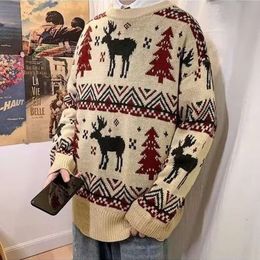 Pull de noël à col rond pour homme, ample, marque de mode coréenne, tricot Premium pour Couple, hiver 2023