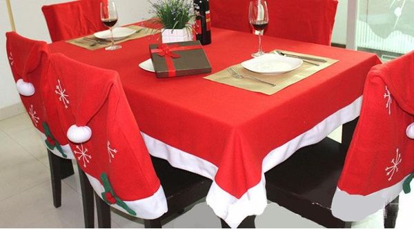 Mantel navideño Vajilla de lana Rectángulo rojo Cubierta de mesa de Papá Noel Decoraciones para fiestas de hotel en casa 132 * 208 cm suministros festivos