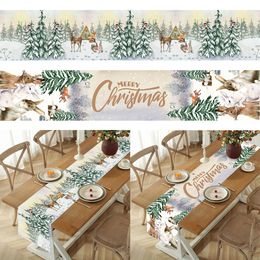 Chemin de Table de noël, décorations de joyeux noël pour la maison, couverture de drapeau de Table de noël 2023, cadeau de nouvel an