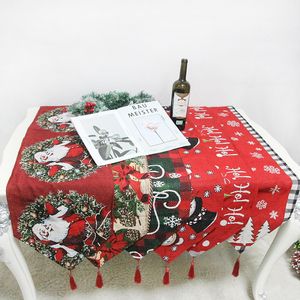 Kersttafel Runner Santa Claus Snowman Tafelkleden Kerstboom Sneeuwvlok Druktafels Vlag Xmas Tafelkleed Decoraties Th0282