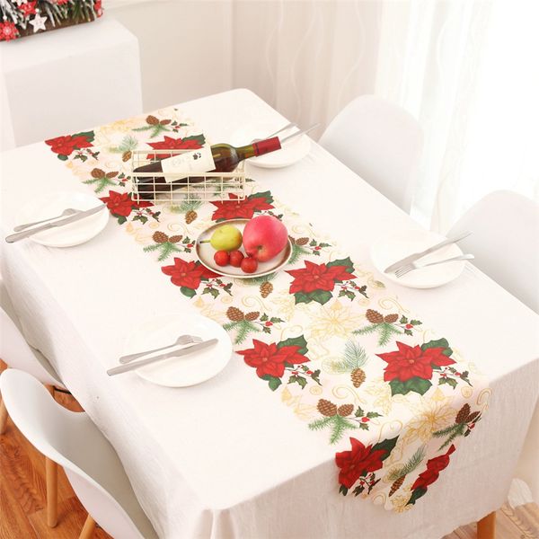 Chemins de table de Noël Mat Père Noël Table Cloth Décorations de drapeau de table de Noël Dîner Home Party Fournitures décoratives JK2008KD