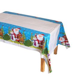 Nappe de Noël Décorations du Nouvel An Jetable PVC Dessin animé Cuisine Table à manger rectangulaire Couvre nappes de fête Ornements de Noël SN4728