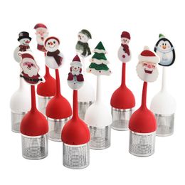 Kerstthee-infusers Siliconen theezeefjes Filters voor het brouwen Vaatwasmachinebestendig Decor 10 kleuren