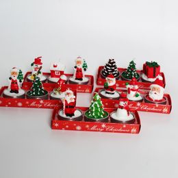 Bougies chauffe-plat de noël faites à la main, père noël, bonhomme de neige, pommes de pin, chaussures, cadeaux de noël, bougies de décoration pour la maison