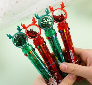 Christmas Ten-couleur Ballpoint Pen mignon Press Holiday Kid Gift Merry Decor pour la maison Ornement de No￫l Navidad