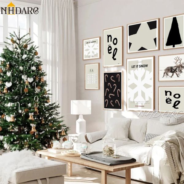 Christmas thème Canvas Impression Belle affiches Affiches Snowflake Festival Ornement Nordic Wall Pictures peintures Salon DÉCOR HOME