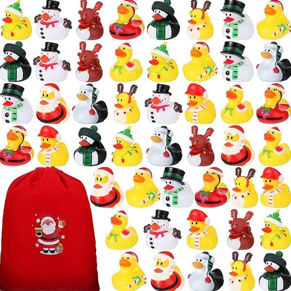 Thème de Noël Ducks en caoutchouc Ducs Ducks Piscine Set Water Toys Party Favors Bathtub Toys for School Carnivals Outdoor Play