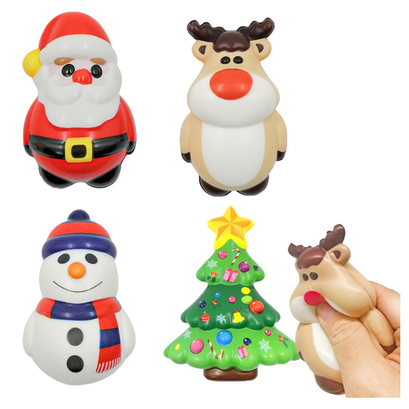 Kerstthema squishy speelgoed langzaam stijgende stressverlichting super zachte squeeze kawaii schattige kerstpersonages speelgoed voor jongensmeisjes