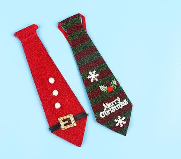 Cravate de Noël faveur de fête enfants bonhomme de neige père Noël cravates à rayures drôle ornement arbre de Noël pendentif décoration cravates colorées