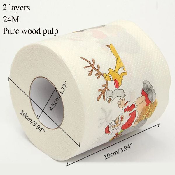 Christmas Paper Festival Festival Thème Imprimé en bois P sur papier toilette Papier festif Roll Santa Claus Reindeer Decor Supplies