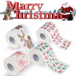 Rollo de papel higiénico de Navidad Servilletas de papel de baño de Papá Noel Decoración de Navidad Tejido Suministros de año nuevo HH7-1711