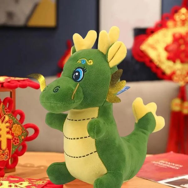 Jouet de Noël 2024 Dessin animé chinois Dragon peluche poupée jouets zodiaque rempli mascotte animal poupée oreillers décorations de vacances cadeaux du nouvel an 231128